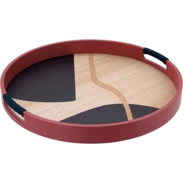 Imagem de Bandeja Home&Co 4x40x40cm MDF Marrom Decoração para Casa Sala e Ambien