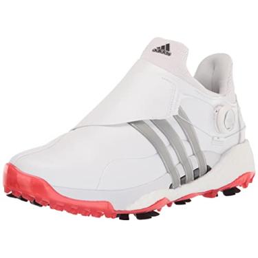 Imagem de adidas Tênis de golfe masculino TOUR360 22 BOA, Calçado branco/prata metálico/vermelho vívido, 42