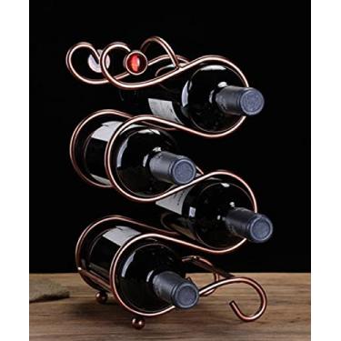 Imagem de Suporte de garrafa de vinho criativo com várias garrafas, suporte de vinho de ferro forjado para garrafas de vinho, prateleira de exibição para decoração de casa, suporte de vinho empilhável (cor: 2)