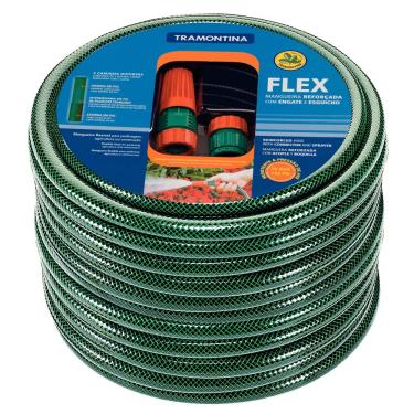 Imagem de Mangueira Especial Tramontina Flex com Engate Rosqueado e Esguicho - 15 Metros