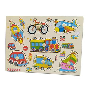 Imagem de Quebra Cabeça Transportes Infantil Madeira Com Pinos