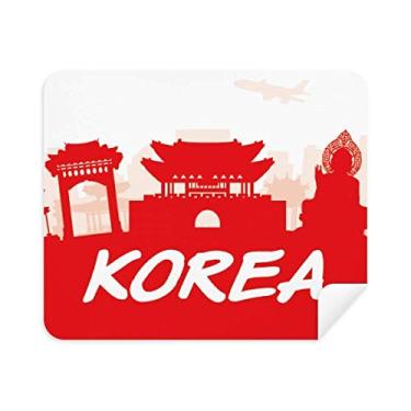 Imagem de Red Outline Landmark Korea Pano de limpeza Limpador de tela 2 peças Tecido de camurça