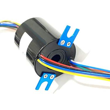 Imagem de Taidacent Anéis deslizantes rotativos condutores de furo de passagem anel de escova elétrica giratório conector elétrico anel deslizante diâmetro interno 8mm 12 fios 5A