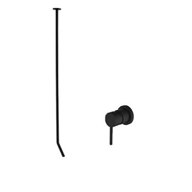 Imagem de Torneira de banheiro de montagem de teto para pia de bacia & Banheira Arte Quente & Torneira misturadora de água fria preto cromado, preto D