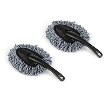 Imagem de Amiss Pacote com 2 mini escovas de microfibra para painel de carro, escova de limpeza multifuncional para carro, acessórios externos para o interior do carro, ferramenta de limpeza
