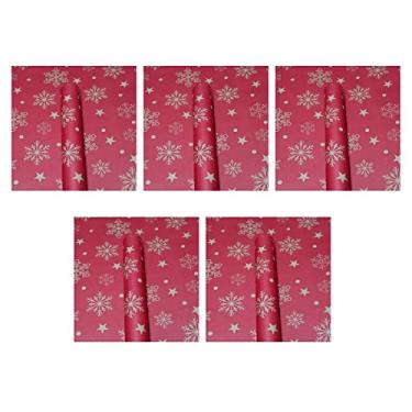Imagem de Papel de embrulho de Natal 70 x 50 cm Papel de embalagem de Natal Papel de embalagem de flocos de neve Papel de lenço de embrulho de Retrô, 5 peças
