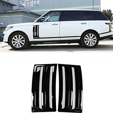 Imagem de 2 peças serve para Land Rover Range Rover SVO 2013-2017 cobertura de ventilação lateral grade de decoração de capa de malha de para-lama - preto e prata