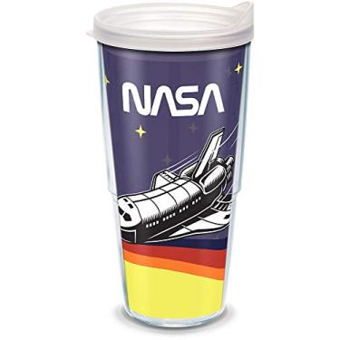 Imagem de Tervis Copo de viagem com isolamento térmico de parede dupla NASA Retro Flight Made in USA mantém as bebidas frias e quentes, 680 g, clássico