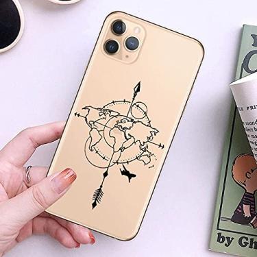 Imagem de Capas de telefone TPU macias de viagem mapa do mundo para iPhone 13 12 Pro XS Max XR 7 8 Plus 6S Capa de avião para iPhone 11 SE2020 Coque, C, para iPhone 13