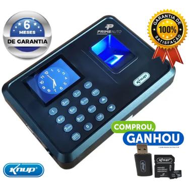 Imagem de Relógio de Ponto Eletrônico Biometria Display Colorido Teclas Emborrachadas KP-1028 + Cartão Memória Pen Drive