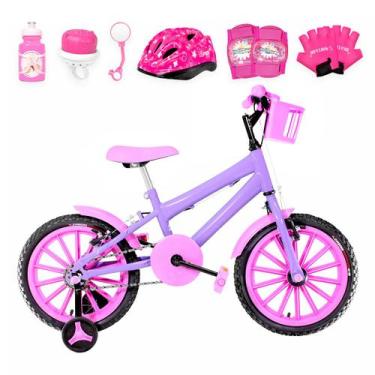 Imagem de Bicicleta Infantil Feminina Aro 16 Nylon + Kit Proteção - Flexbikes
