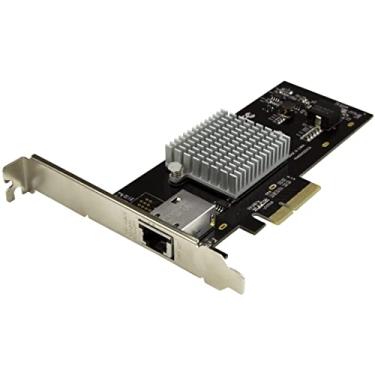 Imagem de StarTech.com Placa de rede PCIe de 1 porta 10G - 10GBase-T/NBASE-T - Porta RJ45 - Chipset Intel X550 - Placa Ethernet - Adaptador de rede - Placa Intel NIC (ST10000SPEXI) vermelha