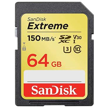 Imagem de Cartão SD SanDisk 64GB Extreme SDXC UHS-I - C10, U3, V30, 4K UHD - SDSDXV6-064G-GNCIN