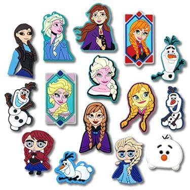 Imagem de 15 pçs Fròzen Shoe Decoração Charms para Sandálias Croc Clog, Elsa e Anna Princess Shoe Acessórios Charmosos para Crianças Meninas Party Gifts, Metal, Sem pedras preciosas