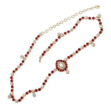 Imagem de Joia indiana I Jewels Bollywood banhada a ouro tradicional étnica falsa kundan corrente/kamar patta/barriga corrente indiana para mulheres (B006)