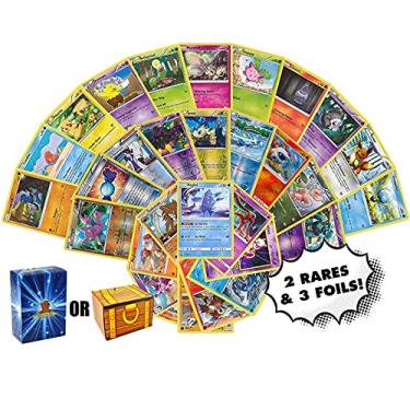 Imagem de Cartas Pokemon 50 cartas sortidas lote - Commons/incomuns - raras - Foils! Reembale! Inclui caixa de armazenamento de baú do tesouro Golden Groundhog!