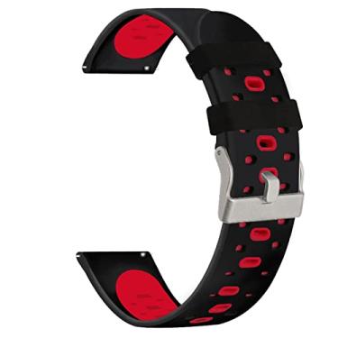 Imagem de COOVS Pulseira de relógio colorida de 20 mm para Garmin Forerunner 245 245M 645 Music vivoactive 3 Sport Silicone Smart Watch Band Pulseira (Cor: Preto Vermelho, Tamanho: para Vivoactive 3)