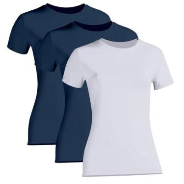 Imagem de Kit 3 Camiseta Proteção Solar Feminina Manga Curta Uv50+ 1 Marinho 1 P