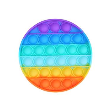 Imagem de Brinquedo sensorial de compressão de cores arco-íris de silicone push pop bolha Fidget, brinquedo anti-ansiedade para aliviar o estresse para crianças e adultos (Colorido, Redondo)