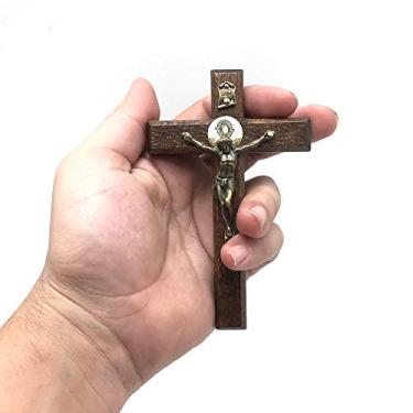 Imagem de Crucifixo Cruz de Jericó de Mão Madeira Natural 12 cm