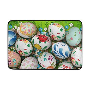 Imagem de Capacho My Daily colorido Egg Easter 40 x 60 cm, sala de estar, quarto, cozinha, banheiro, tapete impresso em espuma leve