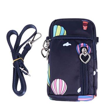 Imagem de Mini bolsa a tiracolo, bolsa de ombro único, bolsa carteira para celular feminina (balão roxo), Azul, M