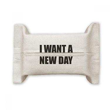 Imagem de Bolsa de linho de algodão para lenços faciais I Want A New Day