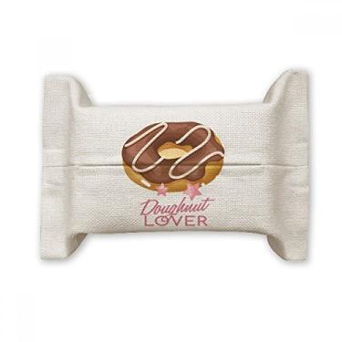 Imagem de Suporte de capa de papel para lenços faciais de sobremesa de chocolate com rosquinha ocidental saco de linho de algodão