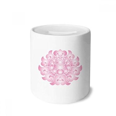 Imagem de DIYthinker Caixa de moedas de cerâmica com flor de lótus e caixa de dinheiro rosa para presente