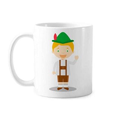 Imagem de Caneca de cerâmica marrom verde desenho Alemanha cerâmica café porcelana copo talheres