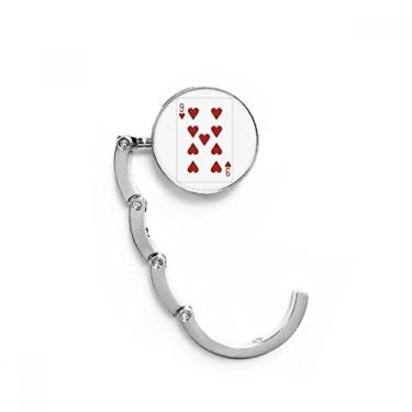 Imagem de Gancho de mesa com estampa de coração 9 cartas de baralho, gancho decorativo com fecho dobrável