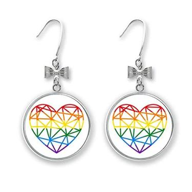 Imagem de Arco-íris Gay LGBT Brincos com laço de coração de modelagem lésbica, gancho perfurado