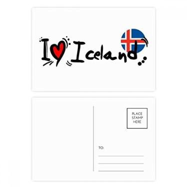 Imagem de I Love Iceland Bandeira da Palavra Love Heart Ilustration Postal Set Birthday Mailing Cartão de felicitações
