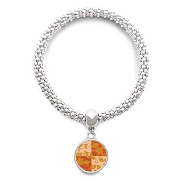 Imagem de DIYthinker Pulseira de prata com pingente redondo de flor amarela japonesa