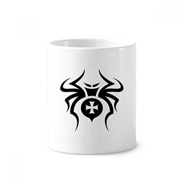 Imagem de Porta-canetas com ilustração e estampa de aranha de insetos pretos com suporte de cerâmica