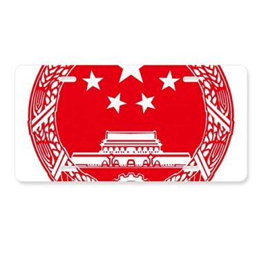 Imagem de DIYthinker Emblema nacional chinês símbolo vermelho placa de licença decoração aço inoxidável automóvel