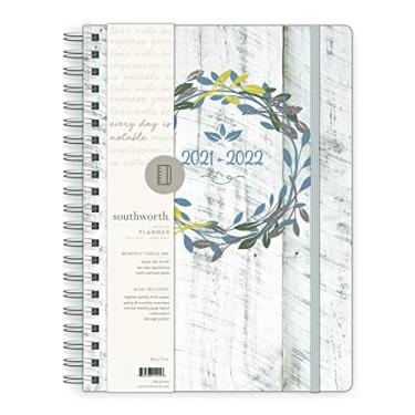 Imagem de Southworth Agenda acadêmica (julho de 2021 a junho de 2022), 21,5 cm x 28 cm, guirlanda floral rústica, papel 105 g/m², fio duplo grande (91015)