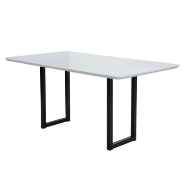 Imagem de Mesa de Jantar Retangular com Tampo de Vidro Itália Branca e Preta 160 cm