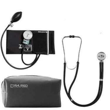 Imagem de Kit Esfigmomanômetro Pamed + Estetoscópio Rappaport Preto (PRETO)
