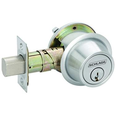 Imagem de Schlage Fechadura de fechadura B560P 626 C Keyway Series B500 Grau 2, função de cilindro único, chave C, acabamento cromado acetinado