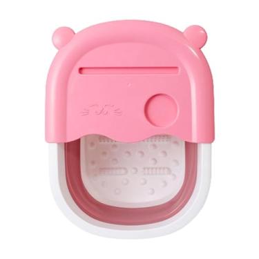 Imagem de shamjina Bacia dobrável para banho de pés, banheira multifuncional para banho de pés, banheira de imersão durável para pés para pedicure, rosa