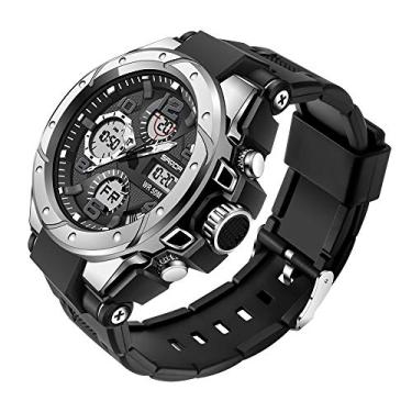 Imagem de AIMES Relógio masculino esportivo, ao ar livre, à prova d'água, militar, relógio tático, analógico, digital, data, alarme, cronômetro, multifunções, táticas, relógio de pulso grande para homens, B