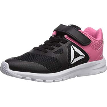 Imagem de Reebok Tênis de corrida feminino Rush Runner com fecho alternativo, Preto/rosa, 12.5 Little Kid
