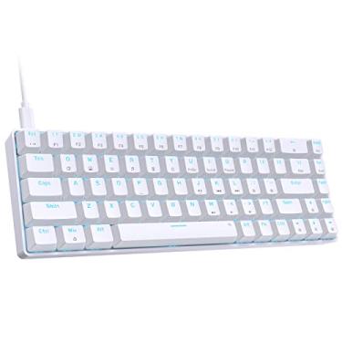 Imagem de DIERYA T68SE 60% teclado mecânico para jogos, mini 68 teclas ultra compactas com interruptores vermelhos com fio, teclas anti-fantasma, para laptops Windows e PC Gamers, branco