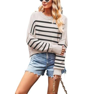 Imagem de Top Feminino Casual, Manga Comprida, Fibra de Poliéster, Gola Redonda, Ajuste Solto, Boa Combinação, Outono Inverno, Roupa para Casa, Lazer Diário (S)