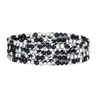 Imagem de Noessla Pulseira elástica Boho com contas coloridas empilháveis de contas de cristal pulseiras modernas bijuterias presentes de dia das mães para mulheres, Vidro, Sem pedras preciosas