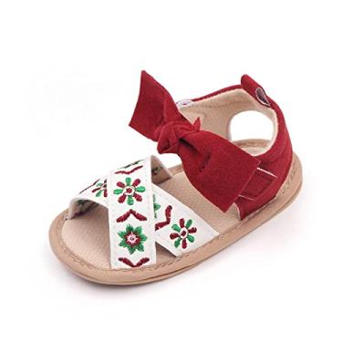 Imagem de Sandálias infantis bebê menino menina bordado floral sapatos de praia criança rabanete bonito primeiro caminhada sapatos crianças laço confortável tênis confortável, Rd1, 9-12 Meses