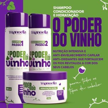 Imagem de Kit O Poder Do Vinho Shampoo, Condicionador E Hidratação 325 - Bymanoe