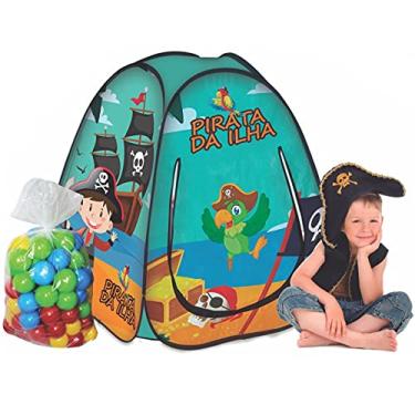 Imagem de Fabrincando Ideias Toca Barraca Infantil Pop Up com 50 Bolinhas Piratas da Ilha