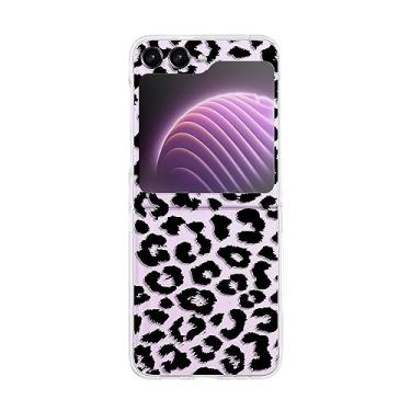 Imagem de Peachy Life Capa para Samsung Galaxy Z Flip 5, estampa divertida de leopardo preto estilo estampa animal capa protetora transparente para PC compatível com Samsung Galaxy Z Flip 5 (pontos de leopardo)